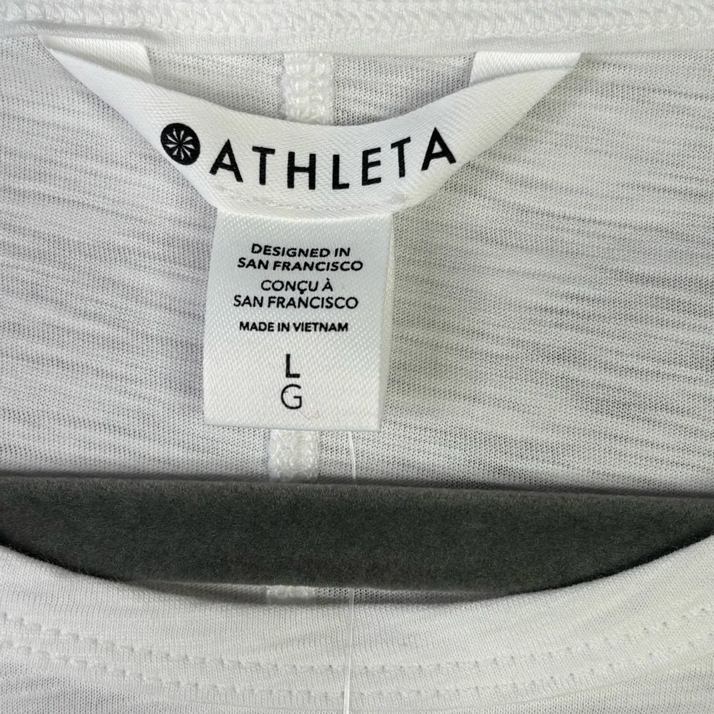 🏷️NWT Athleta‎ Size Large Essential Slub Tee Bright White Semi-Fitted Crew Neck - Picture 2 of 16